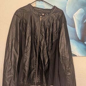 🌿🖤Avenue Black Leather (Faux ) Women's Jacket Plus Size 30/32 ~gorgeous~5X🖤🌿